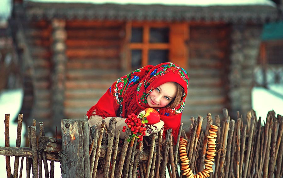 Sexy girl Women in Slavic costumes in Jerusalem