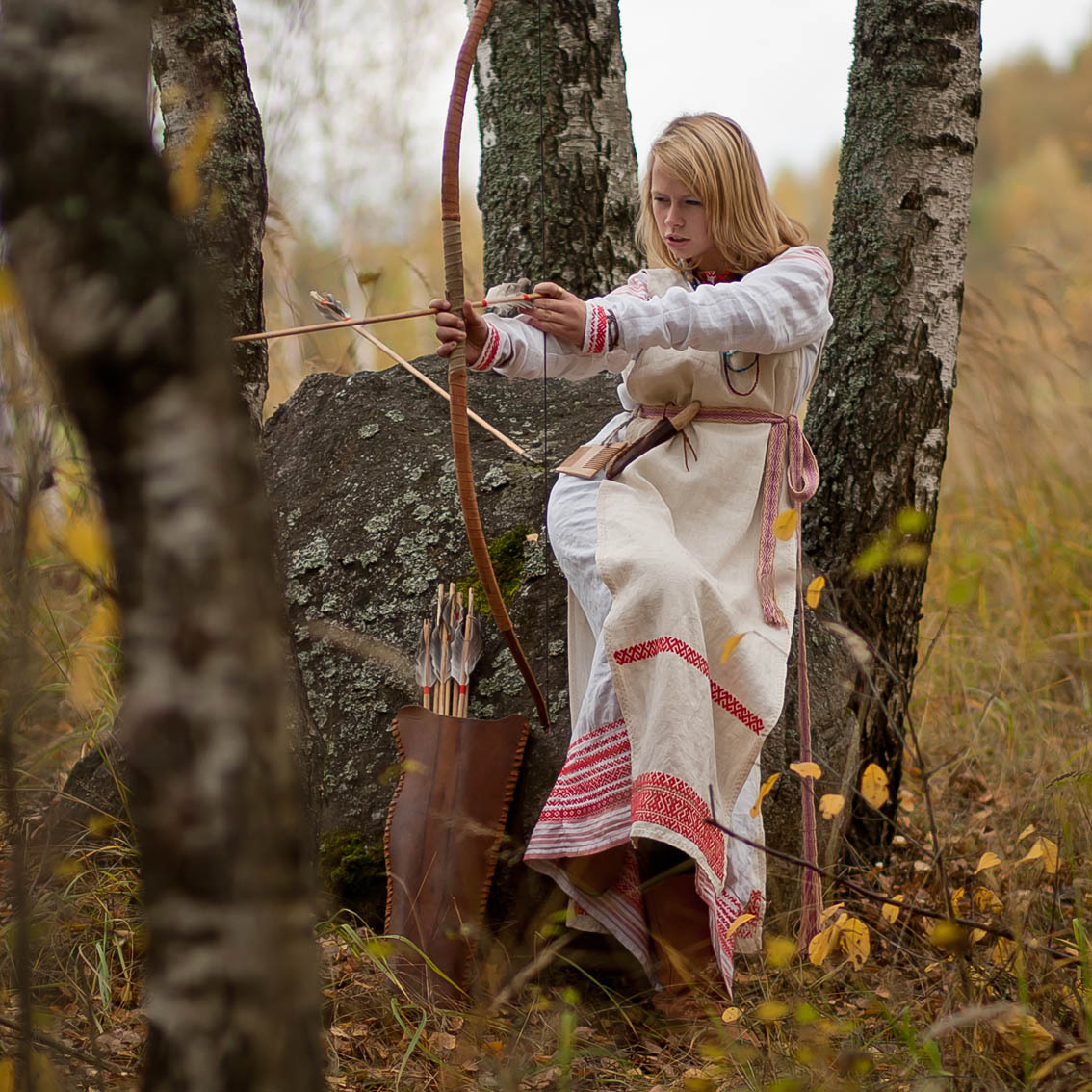 Sexy photo Girls in Slavic costumes in Jerusalem